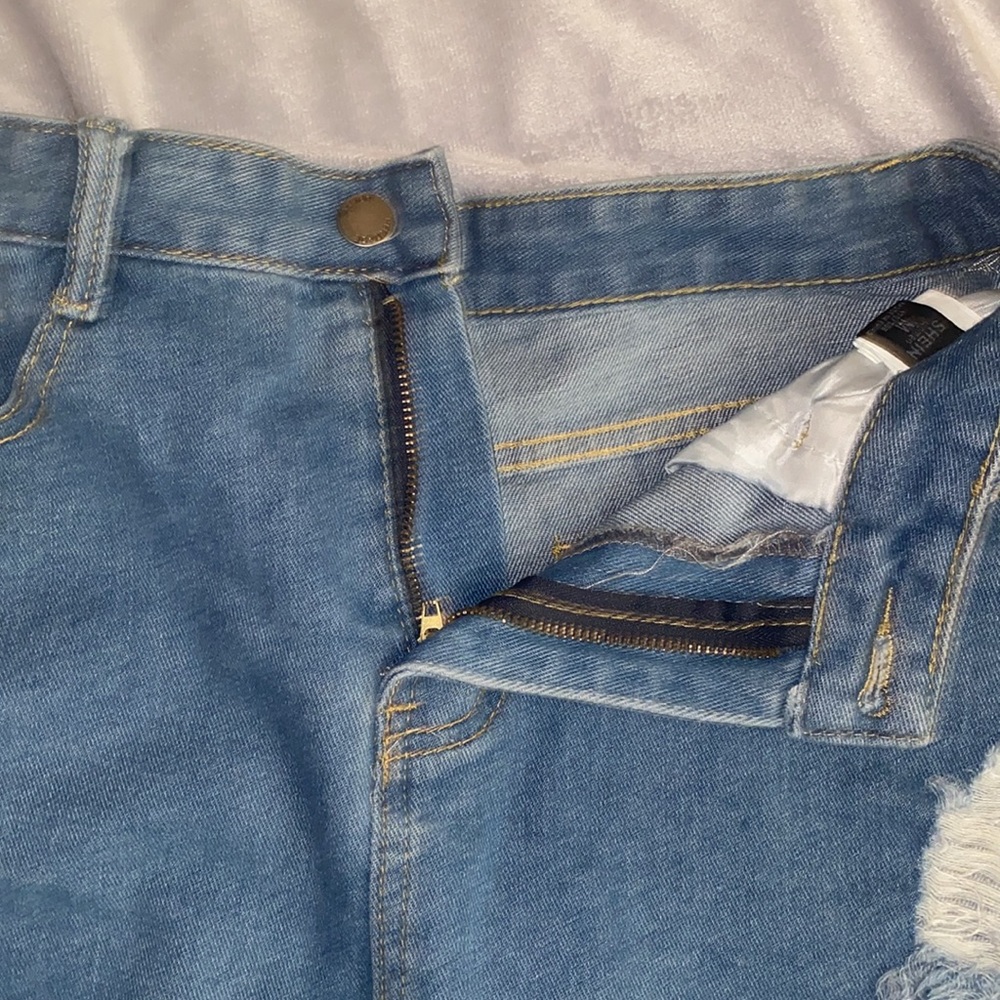 Shien Distressed High-Rise Denim Mini Skirt - Picture 3 of 3